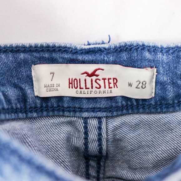 Hollister Acid Wash Blue Denim Shorts High Rise - Picture 4 of 6